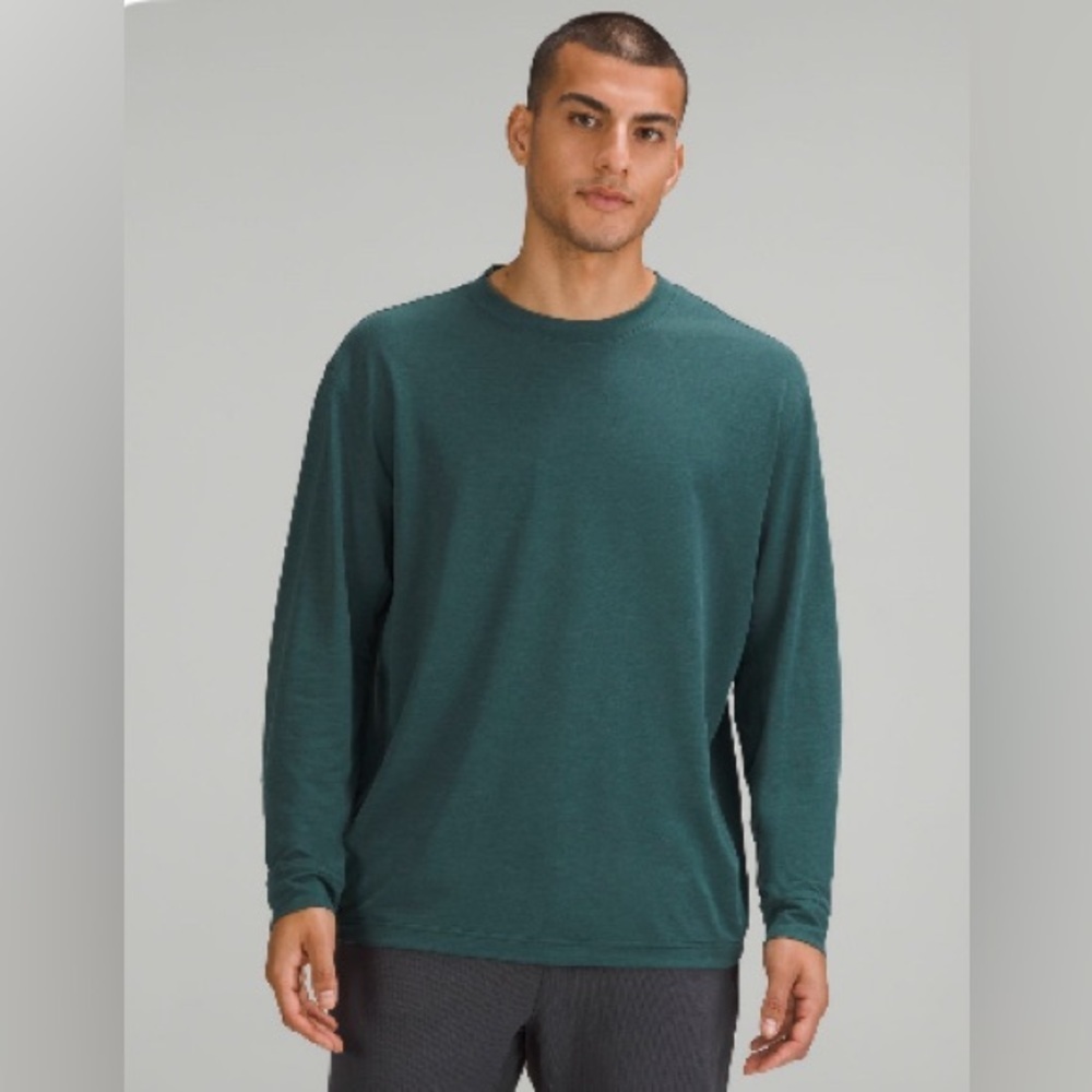 Lululemon Men's Relaxed Fit Training Long Sleeve Shirt Green Jasper Sz XXL Gym